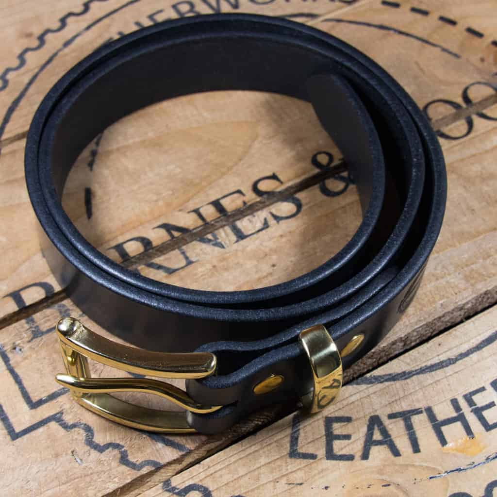Slim Leather Belt in Black by Barnes and Moore Leatherworks