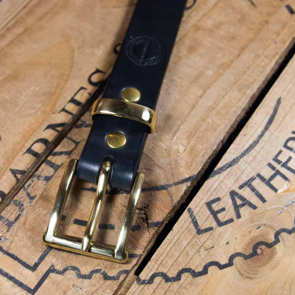 Slim Leather Belt in Black by Barnes and Moore Leatherworks