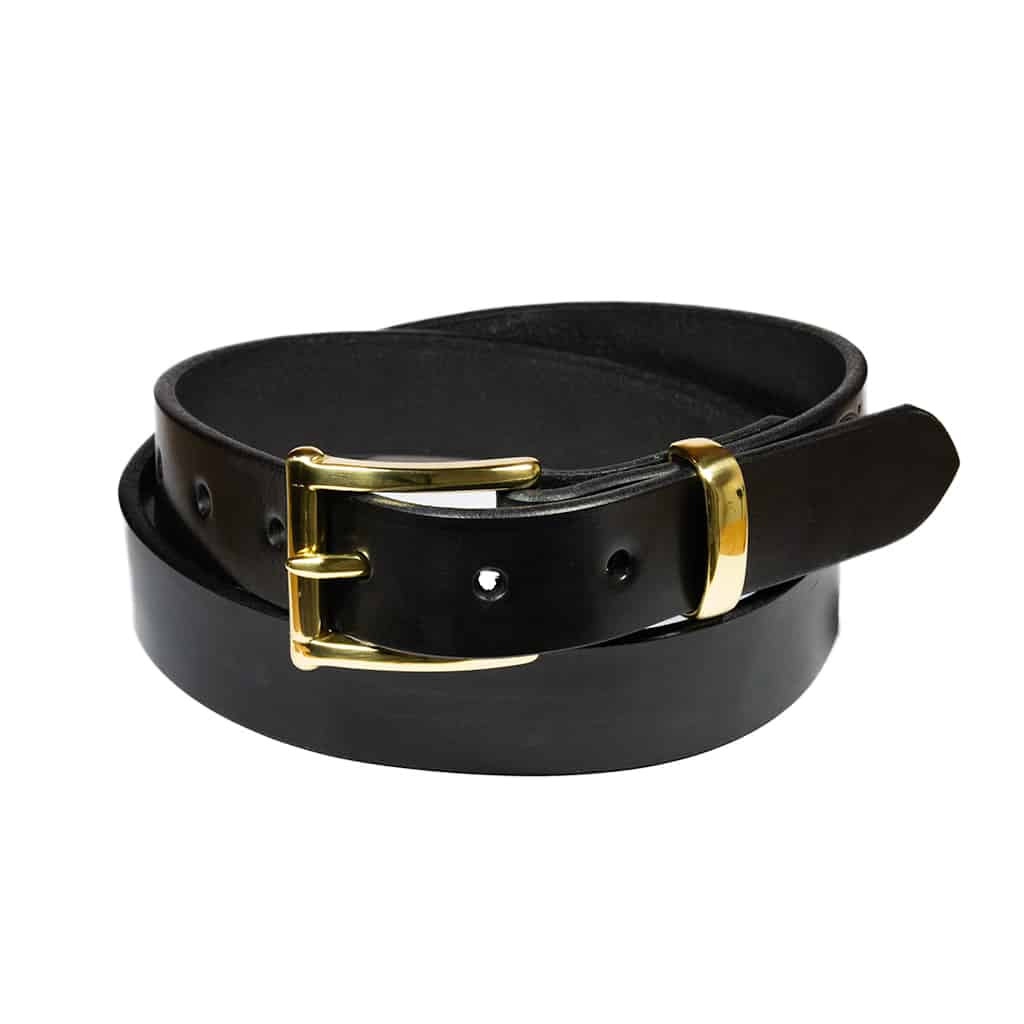 Slim Leather Belt in Black by Barnes and Moore Leatherworks