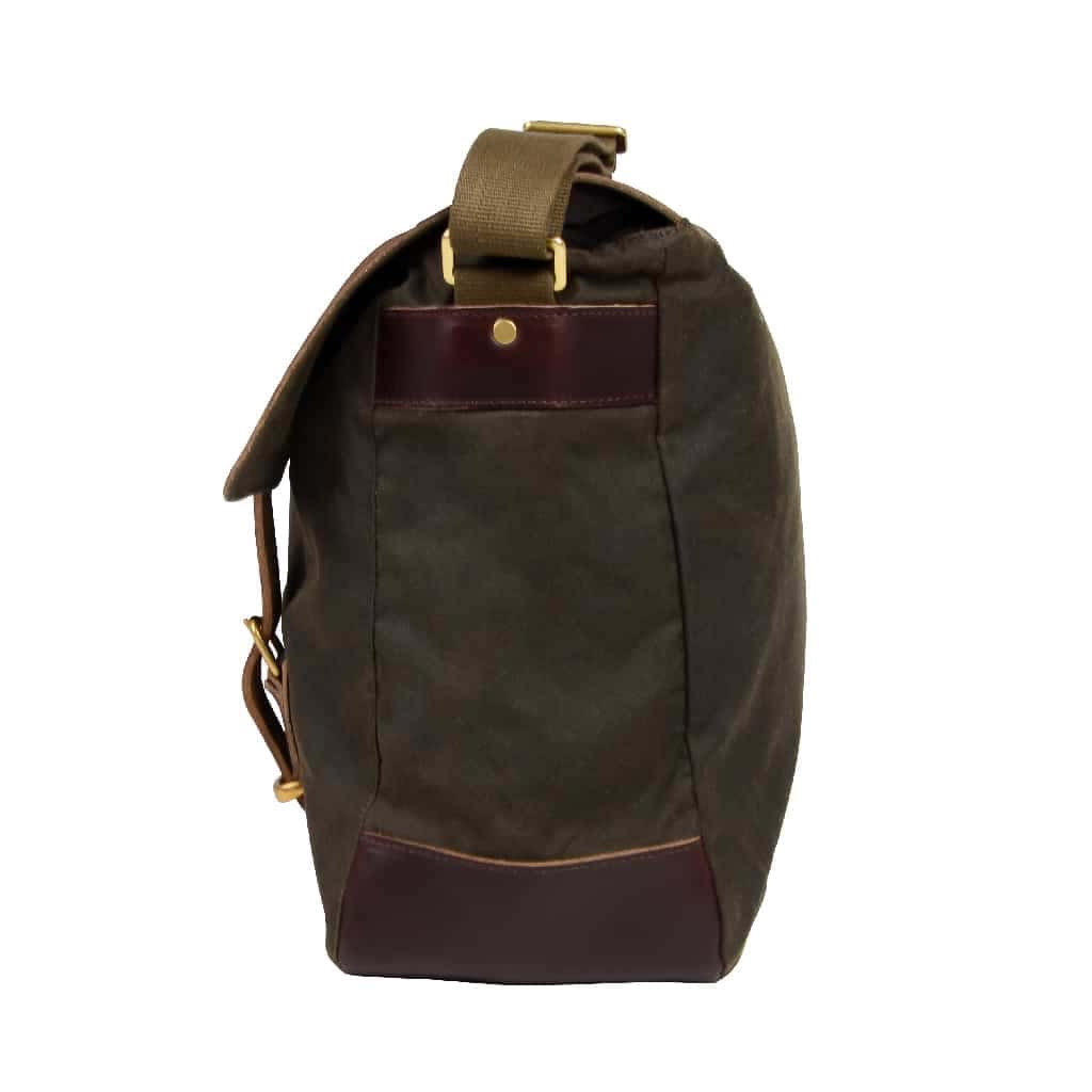 Leather Despatch Messenger Bag in Olive Barnes and Moore