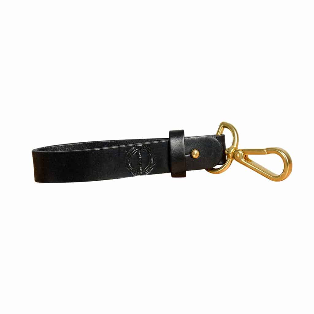 Leather Long Key Tether in Black/Brass