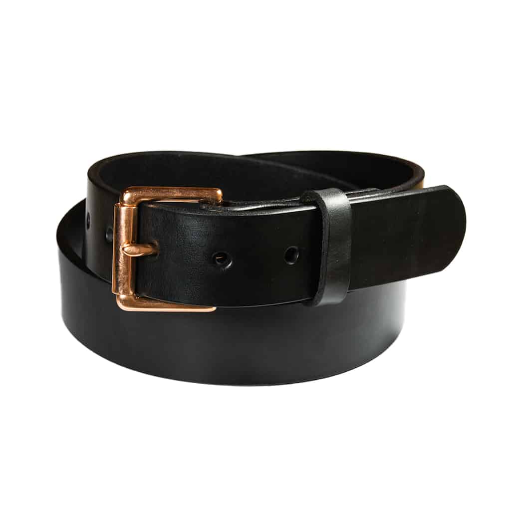 Roller Leather Belt in black leather by Barnes and Moore