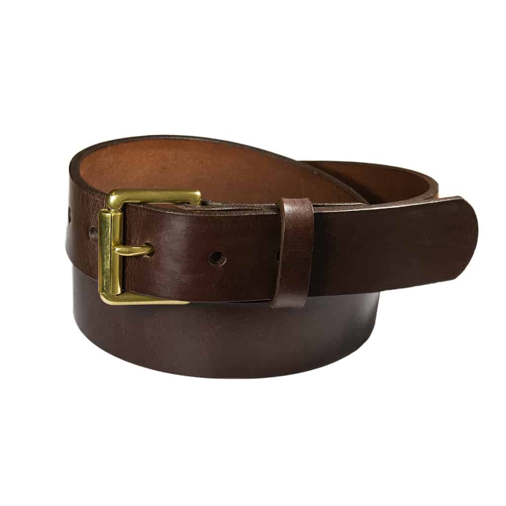 Roller Leather Belt in honey leather Barnes and Moore Leatherworks