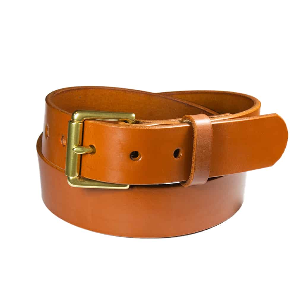 Roller Leather Belt in tan leather | Barnes and Moore Leatherworks