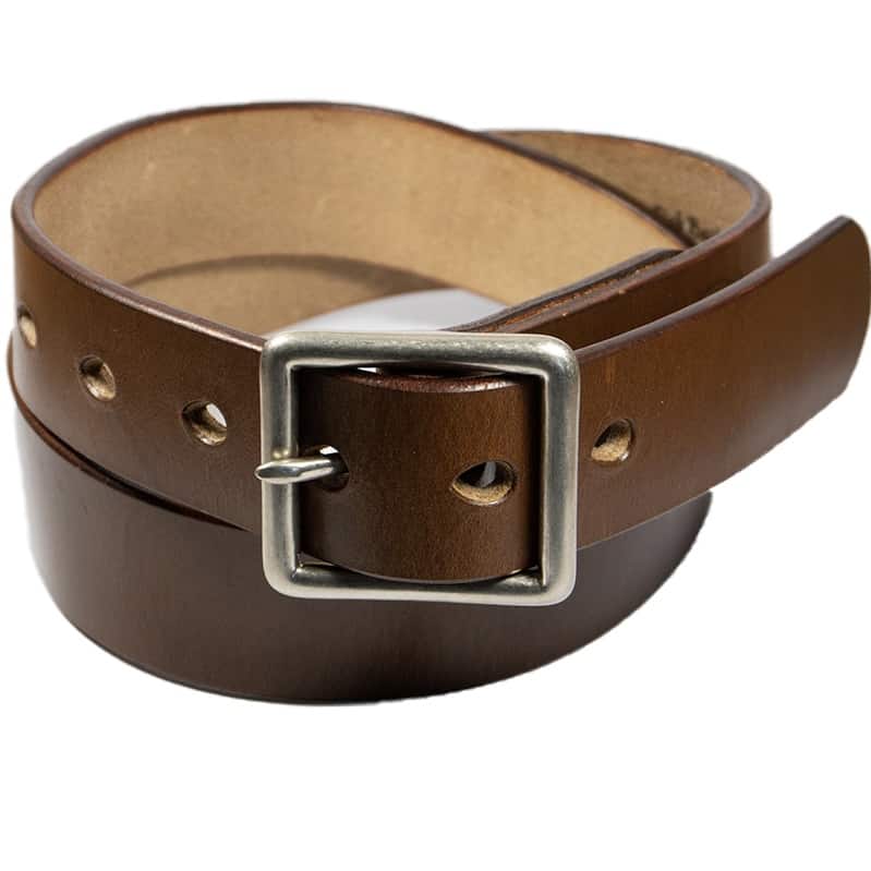 Bosun Leather Belt in oak bark conker from Barnes and Moore