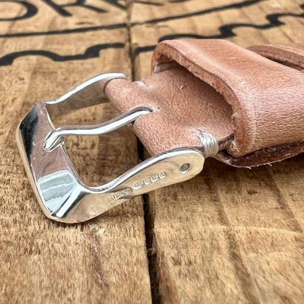 Shinki Shell Cordovan Watch Strap - Natural/Solid Silver Buckle